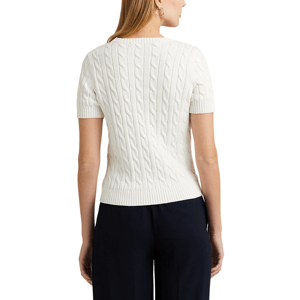 Lauren Ralph Lauren Floral Cable-Knit Short-Sleeve Sweater